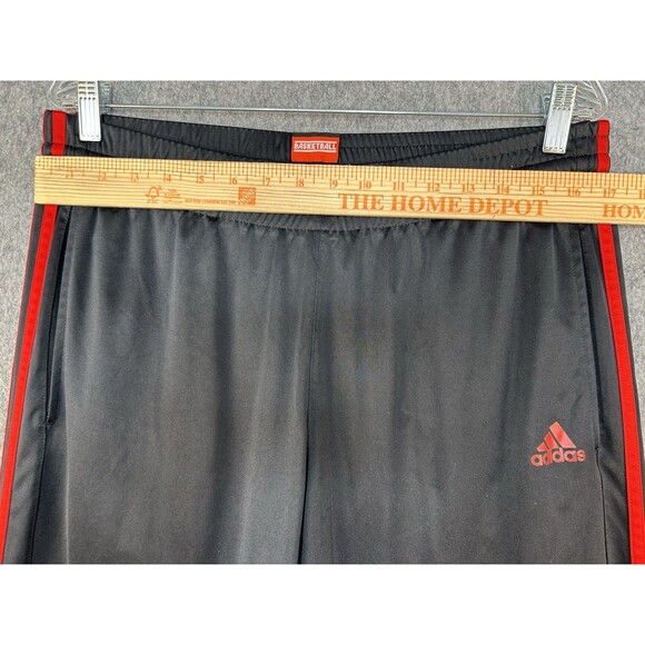 Adidas Pants Men’s Sz L Black Red Track Basketball Joggers Shiny Dazzle Y2K - Picture 8 of 11